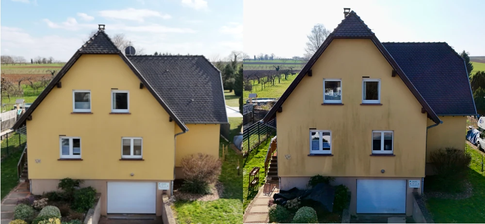 Avant après nettoyage façade maison